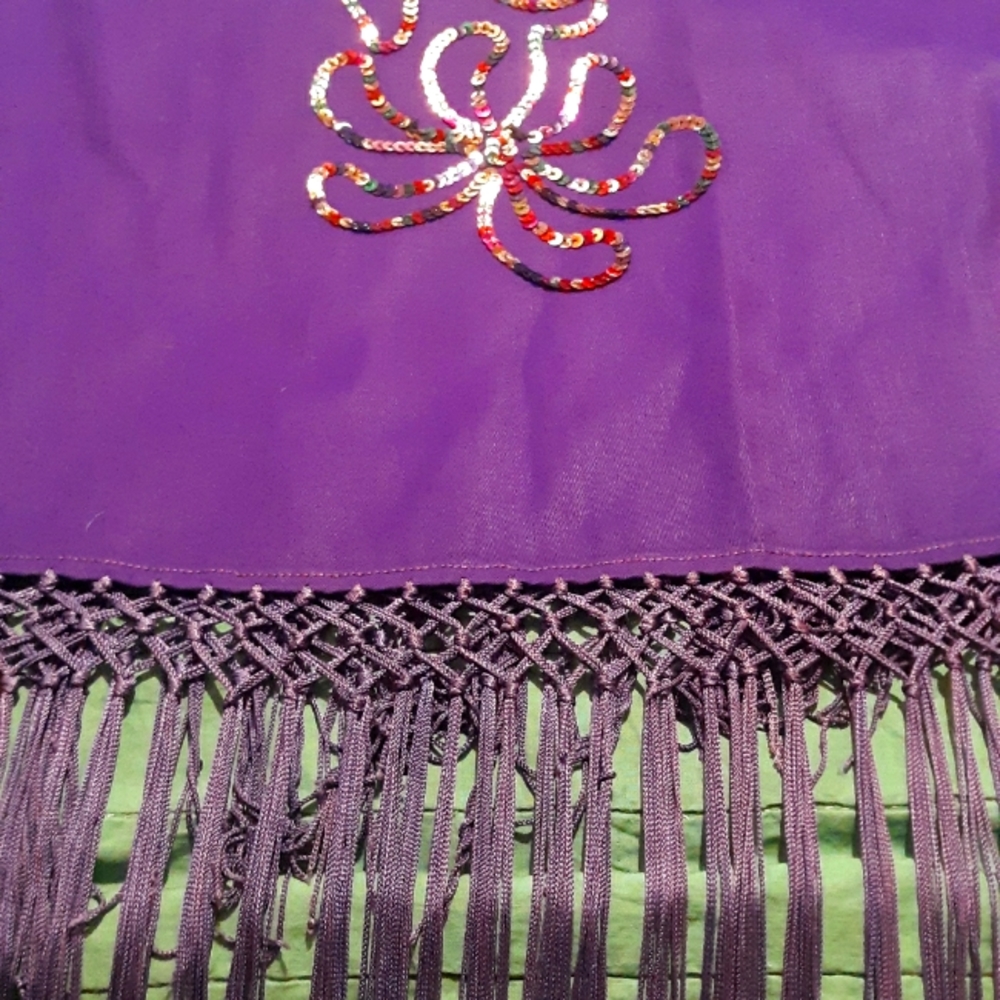 Pow Wow shawl royal purple with sequin design